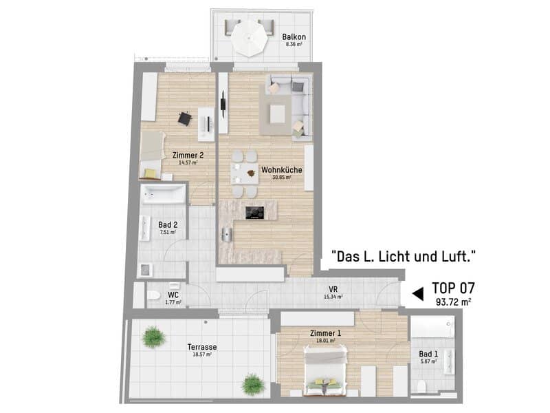 3-ZIMMER-FAMILIENHIT MIT BALKON UND LOGGIA - RUHELAGE NAHE U1