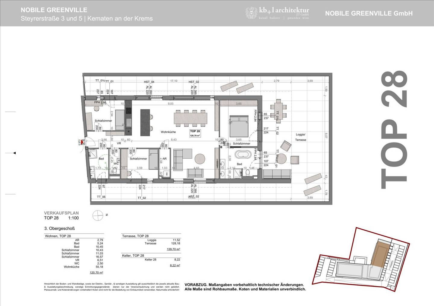 Wohnen am Golfplatz – Penthouse mit 130 m² Dachterrasse