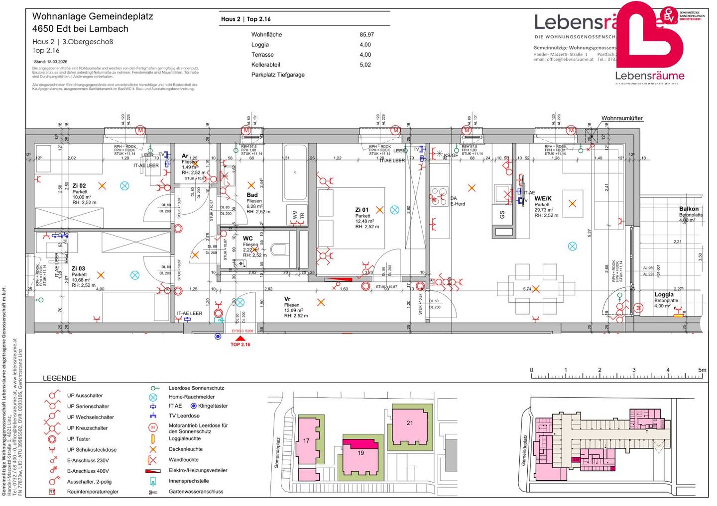 EDT bei Lambach - Neubauprojekt "Wohnquartier" 46 geförderte Mietwohnungen - Top 2.16