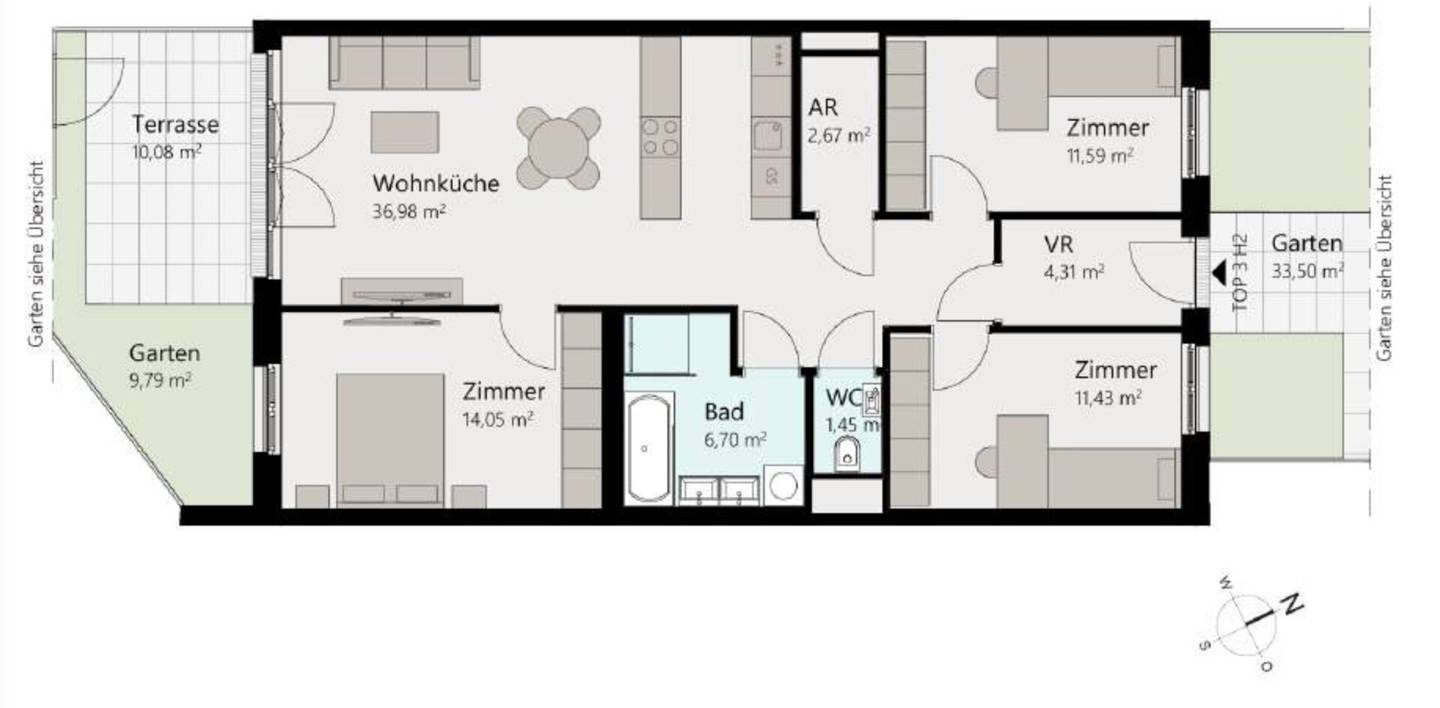 Großzügige 4 Zimmer Wohnung mit Privatgarten