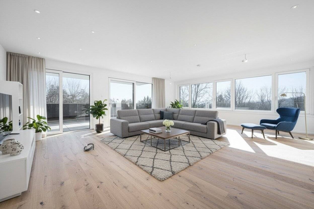 1170!  ERSTBEZUG! Exklusives 3-Zimmer Eigentum mit schöner Terrasse und Balkon direkt am Schafberg!