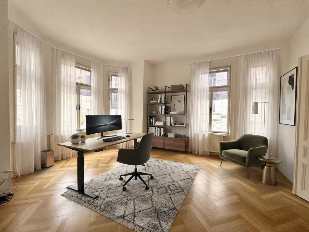 1070 Neubaugasse: Helles Altbaubüro mit Terrasse in Bestlage!