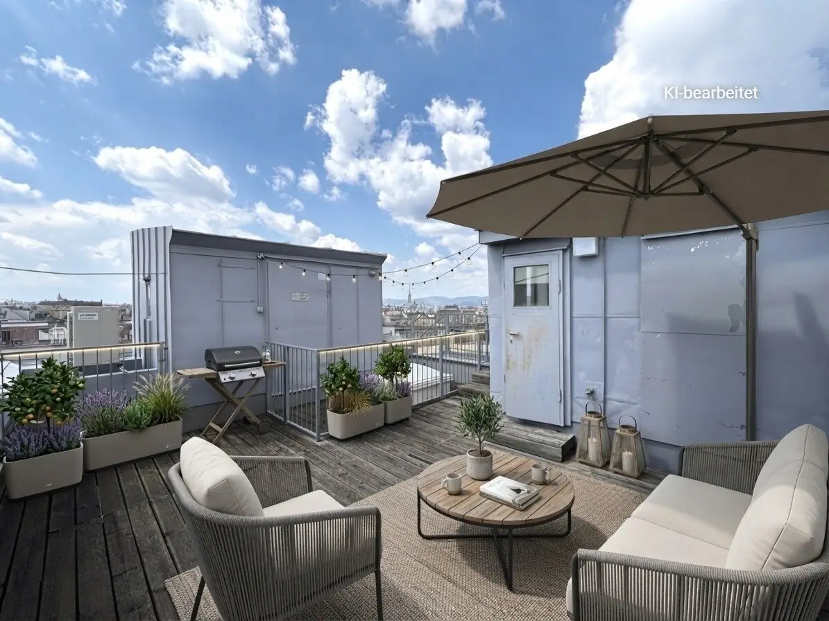 1030! Klimatisierte DG-Wohnung mit Terrasse + Dachterrasse + Traumblick! Erstbezug nach Generalsanierung!