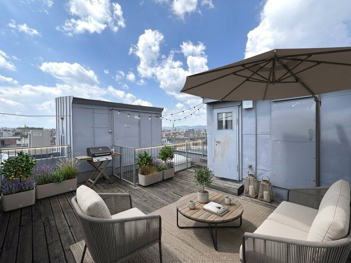 1030! Klimatisierte DG-Wohnung mit Terrasse und Dachterrasse nahe Rochusmarkt! Erstbezug nach Generalsanierung!