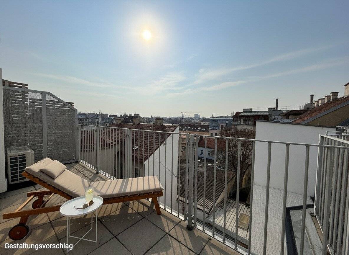 SUMMER ACTION | half buyer commission | until 31.08 | Above the roofs of Vienna – Elegant attic apartment with sun terrace