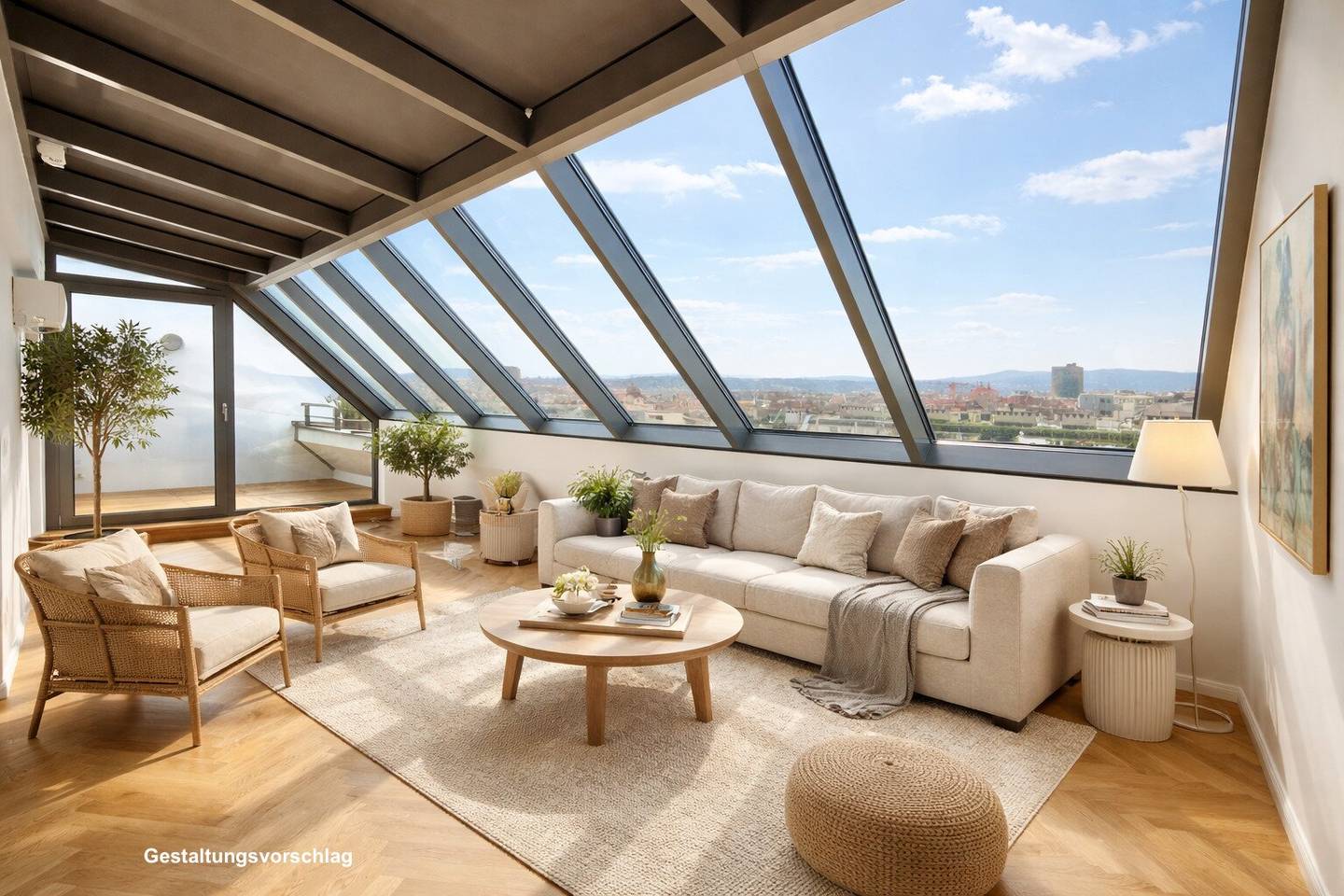 SOMMER AKTION | halbe Käuferprovision | bis 31.08 | 3-Zimmer-DG-Wohnung mit Gloriettblick | ca. 109 m² WNFL | Fußbodenheizung | Einbauküche | Stadt- und Fernblick