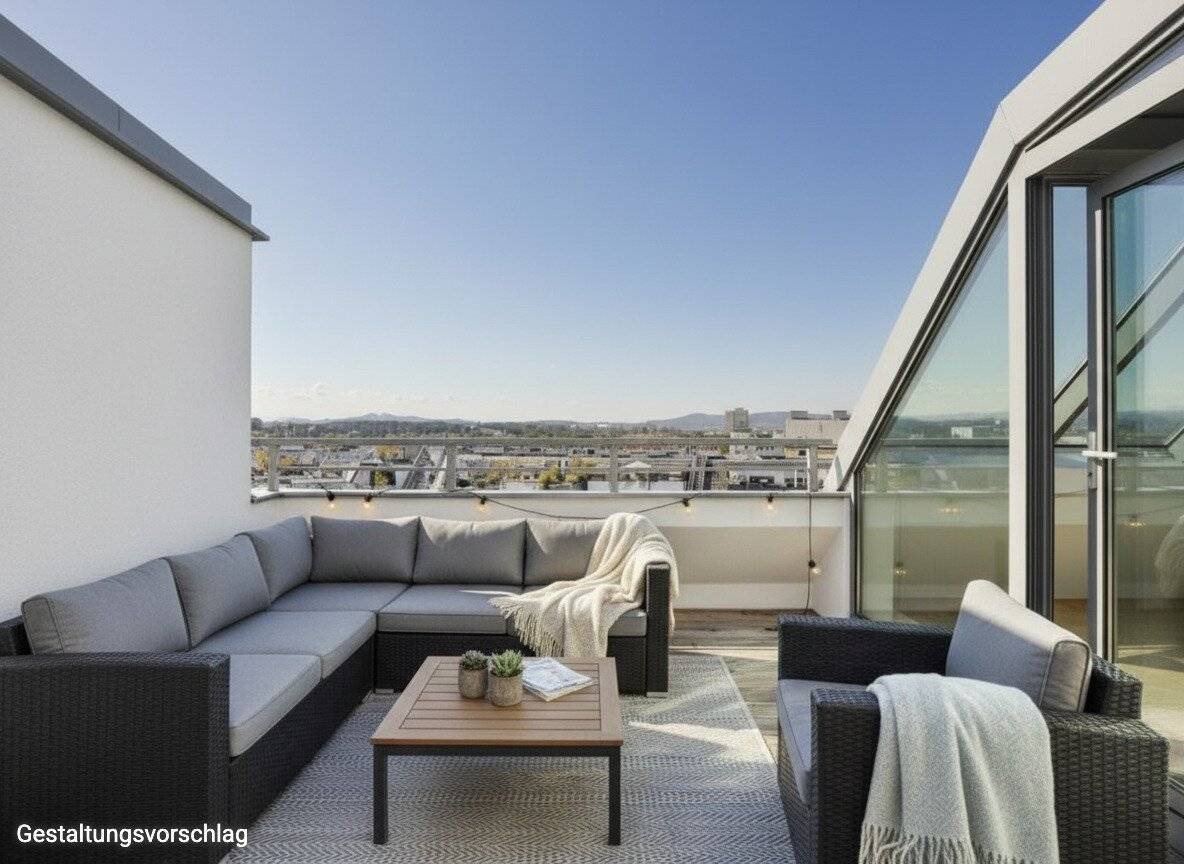 SOMMER AKTION | halbe Käuferprovision | bis 31.08 | 3-Zimmer-DG-Wohnung mit Gloriettblick | ca. 109 m² WNFL | Fußbodenheizung | Einbauküche | Stadt- und Fernblick