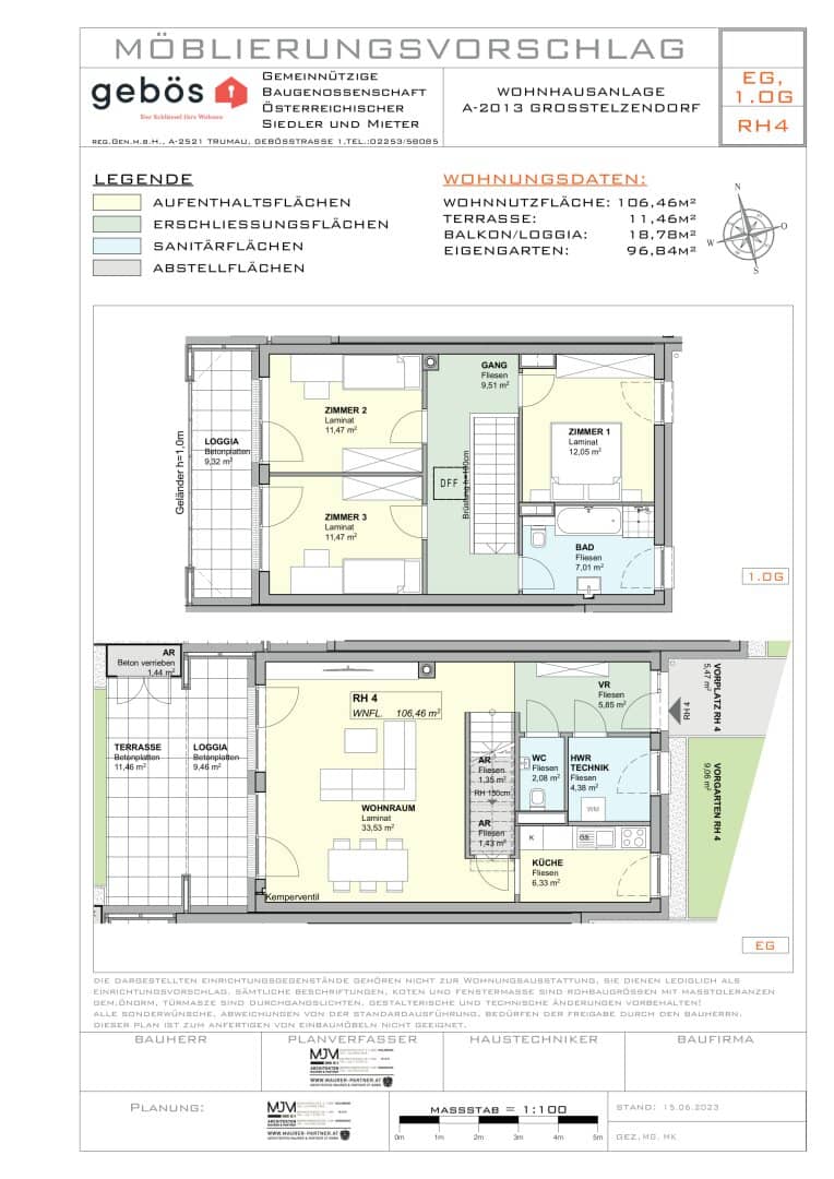 Modernes Erstbezugsreihenhaus mit Loggia und Garten
