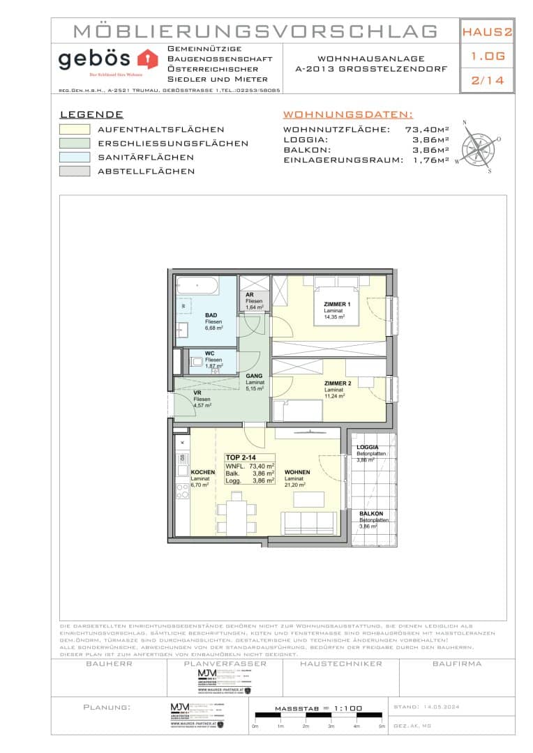 Moderne Neubauwohnung mit geräumigen Balkon