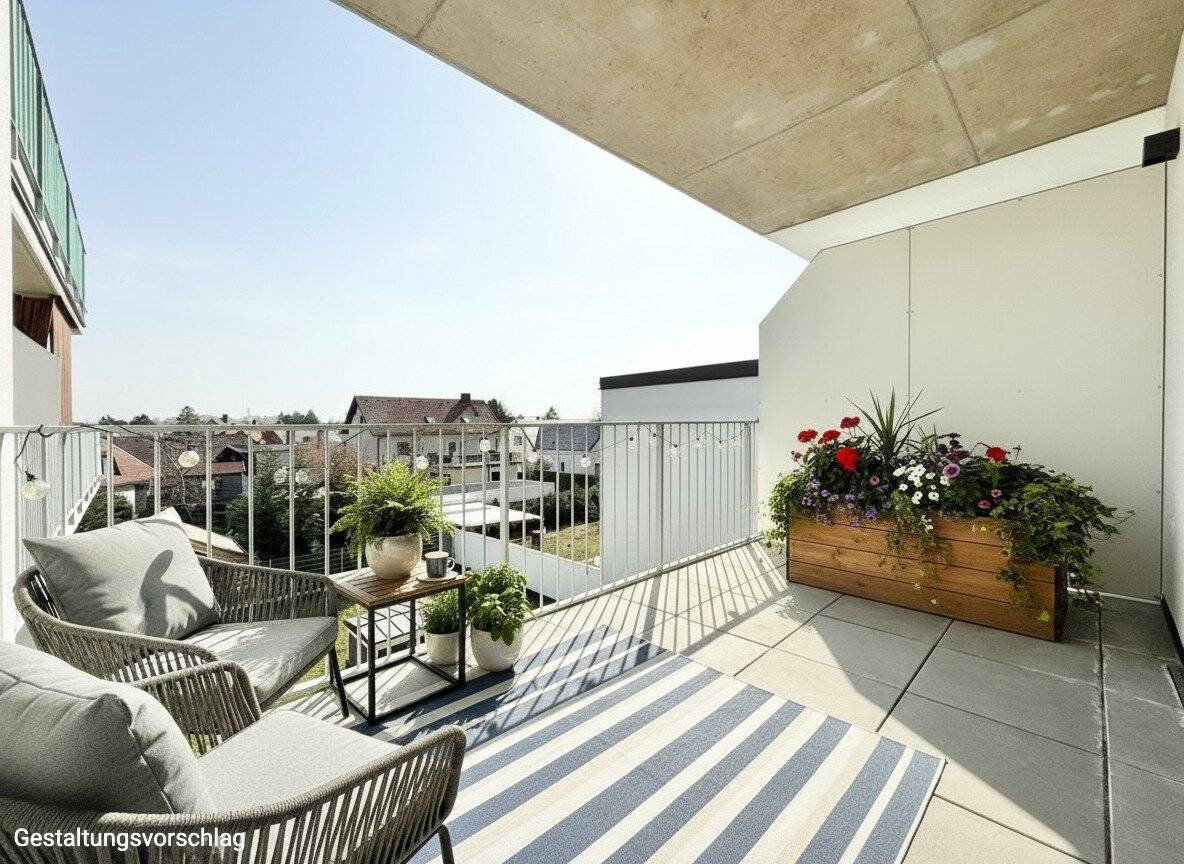 Moderne 2-Zimmer-Wohnung mit Balkon und Grünblick in Leobersdorf – stilvoll wohnen mit Komfort und Lebensqualität