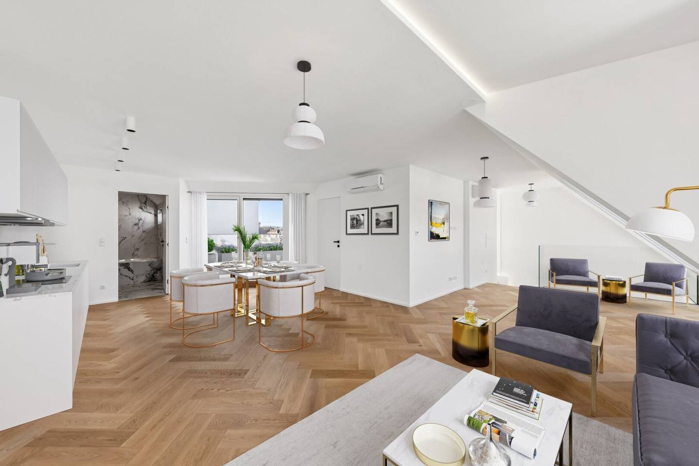 Luxuriöser Erstbezug: Dachgeschosswohnung mit Terrasse auf Wohnebene, Privatsphäre und freiem Blick