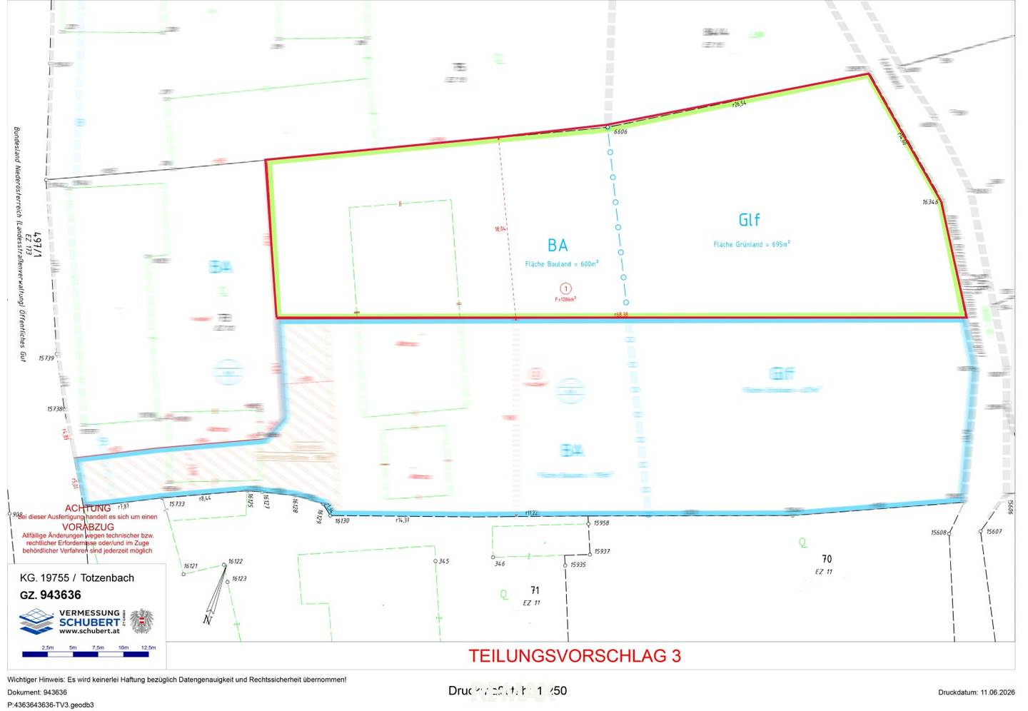 Grundstück mit vielfältigen Möglichkeiten – 600 m² Bauland und 695 m² Grünland