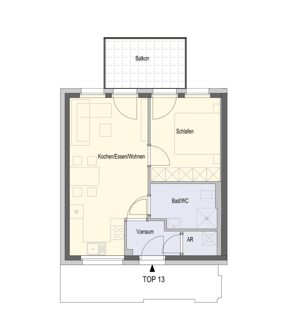 Sonnige, barrierefreie Wohnung mit Balkon, inklusive Stellplatz in der Garage, inkl. Küche- Nähe Bhf. Brunn am Gebirge