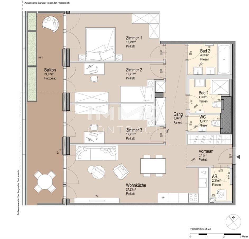 PRATER: 15. Etage - provisionsfrei inkl. ROOFTOP POOL: Erstbezug