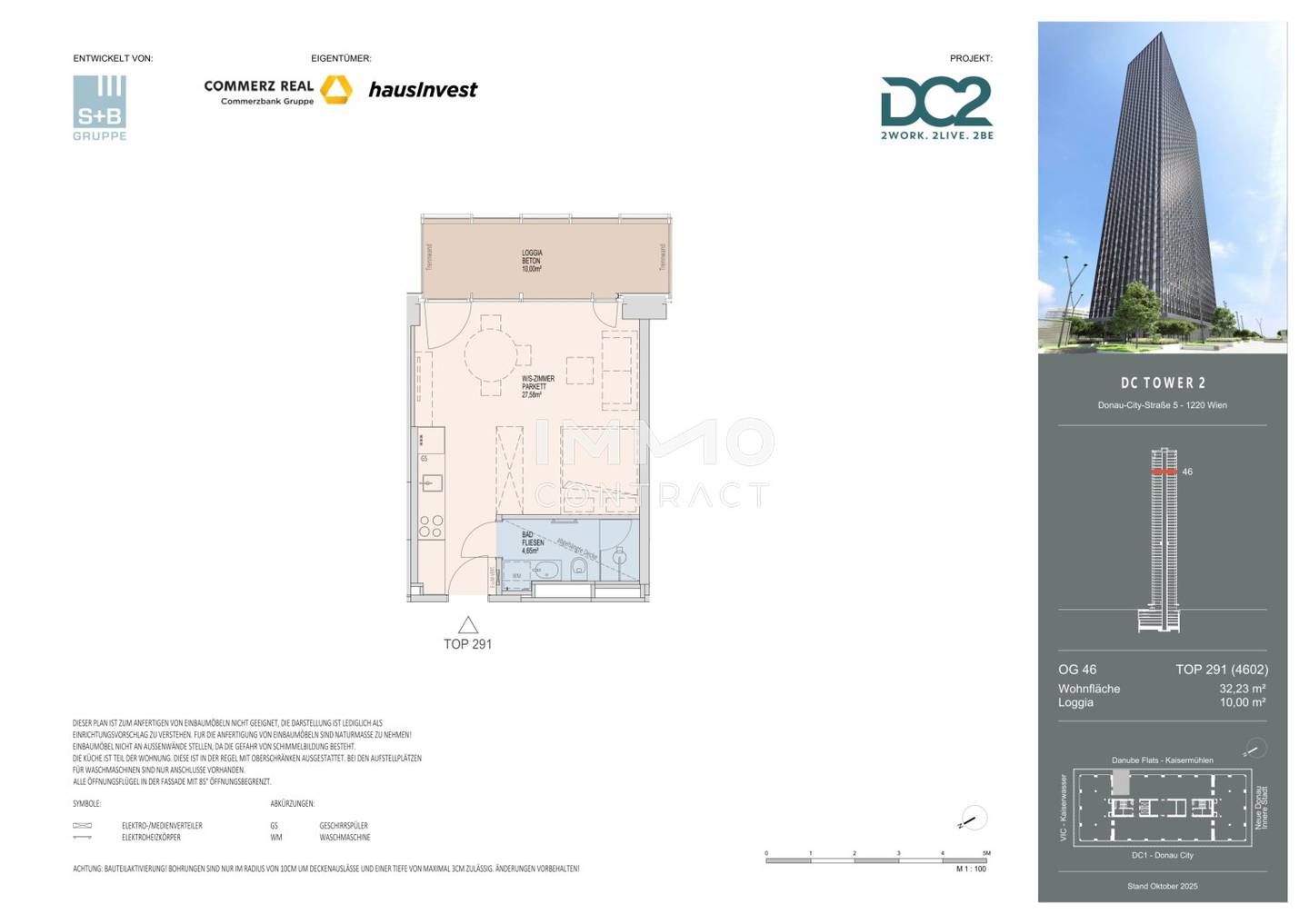 DC2 Tower: 46. Etage mit Sonnenaufgang und Wasserblick - Erstbezug