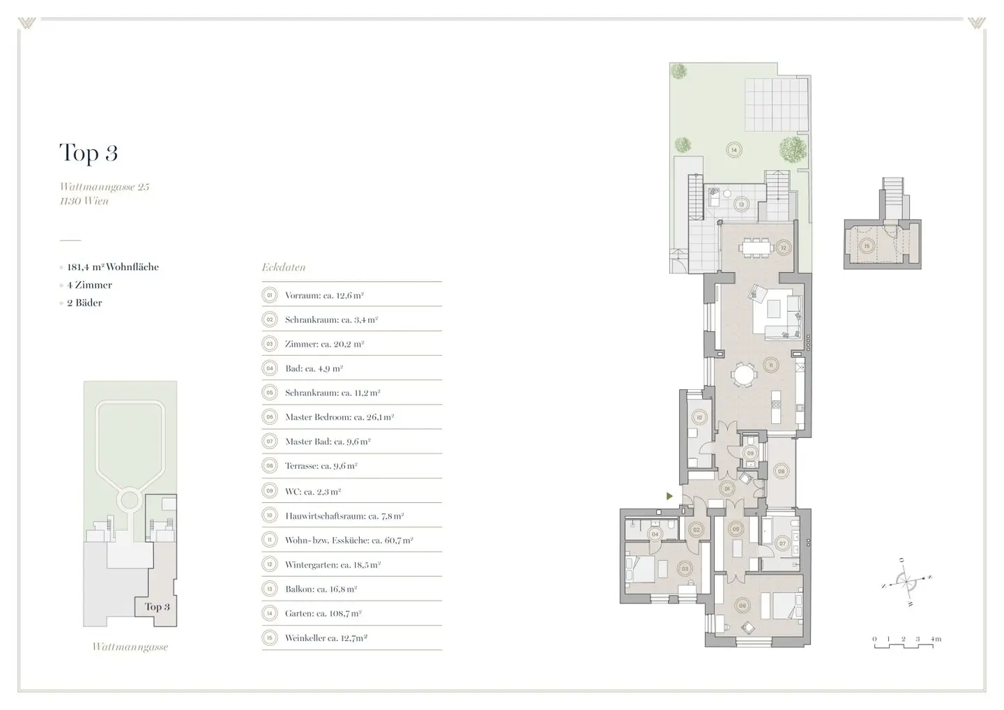 Property of exceptional class Living with private garden adjoining palace park and private wine cellar