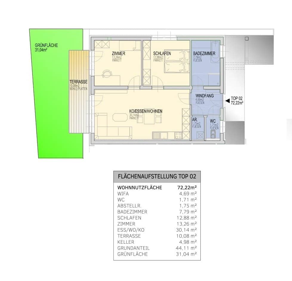 Gartenwohnung mit 72m² Wohnfläche und Carportplatz in Graz- Puntigam