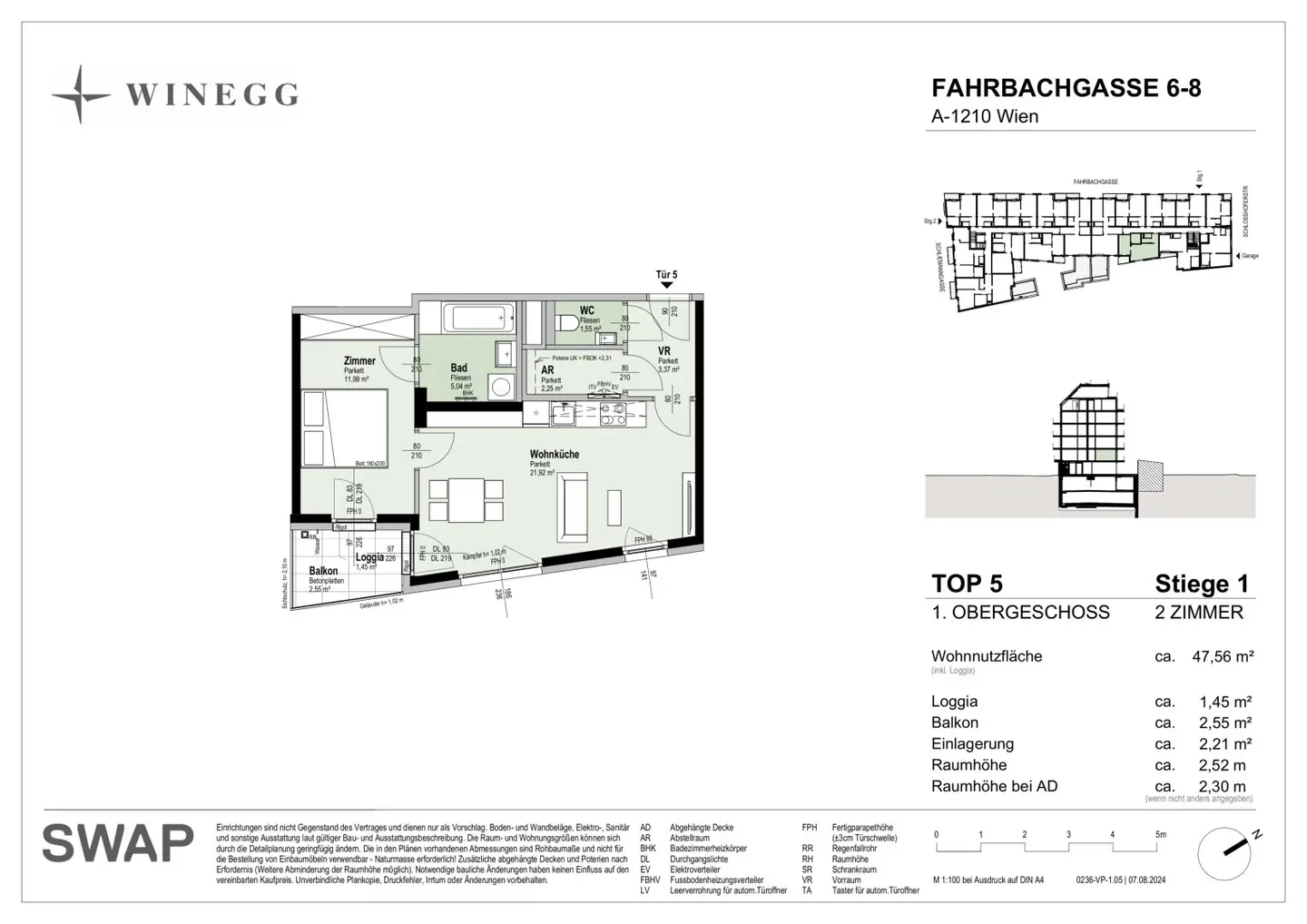 NEW modern 2-room investment apartment with courtyard-facing southwest balcony Near Alte Donau, Bahnhof Floridsdorf