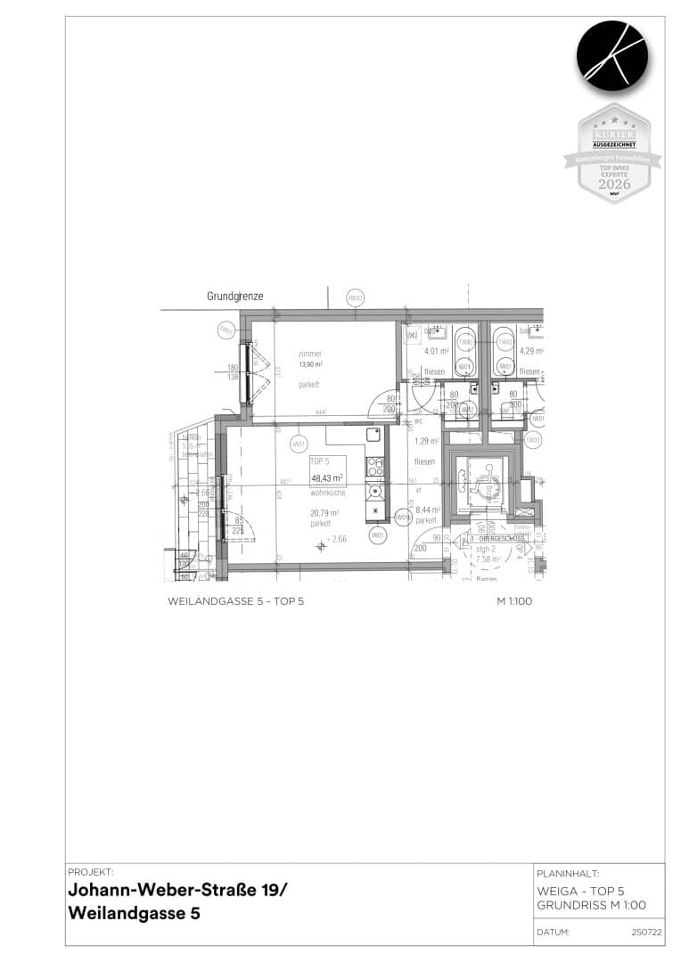2-room first occupancy with balcony and courtyard view