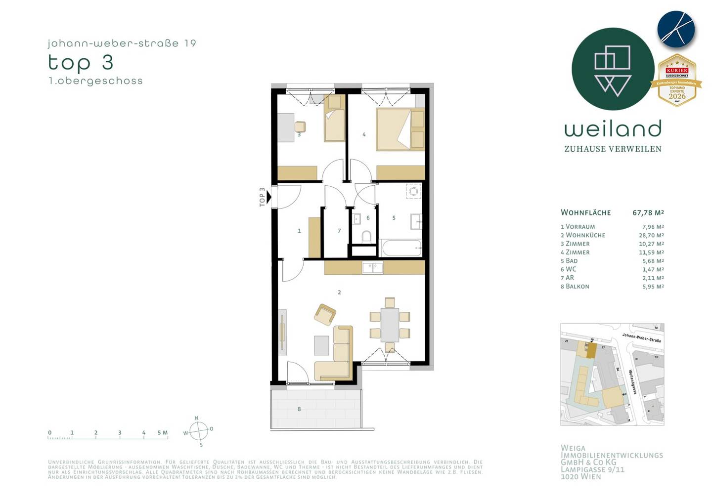 First occupancy: 3-room apartment with south-facing balcony
