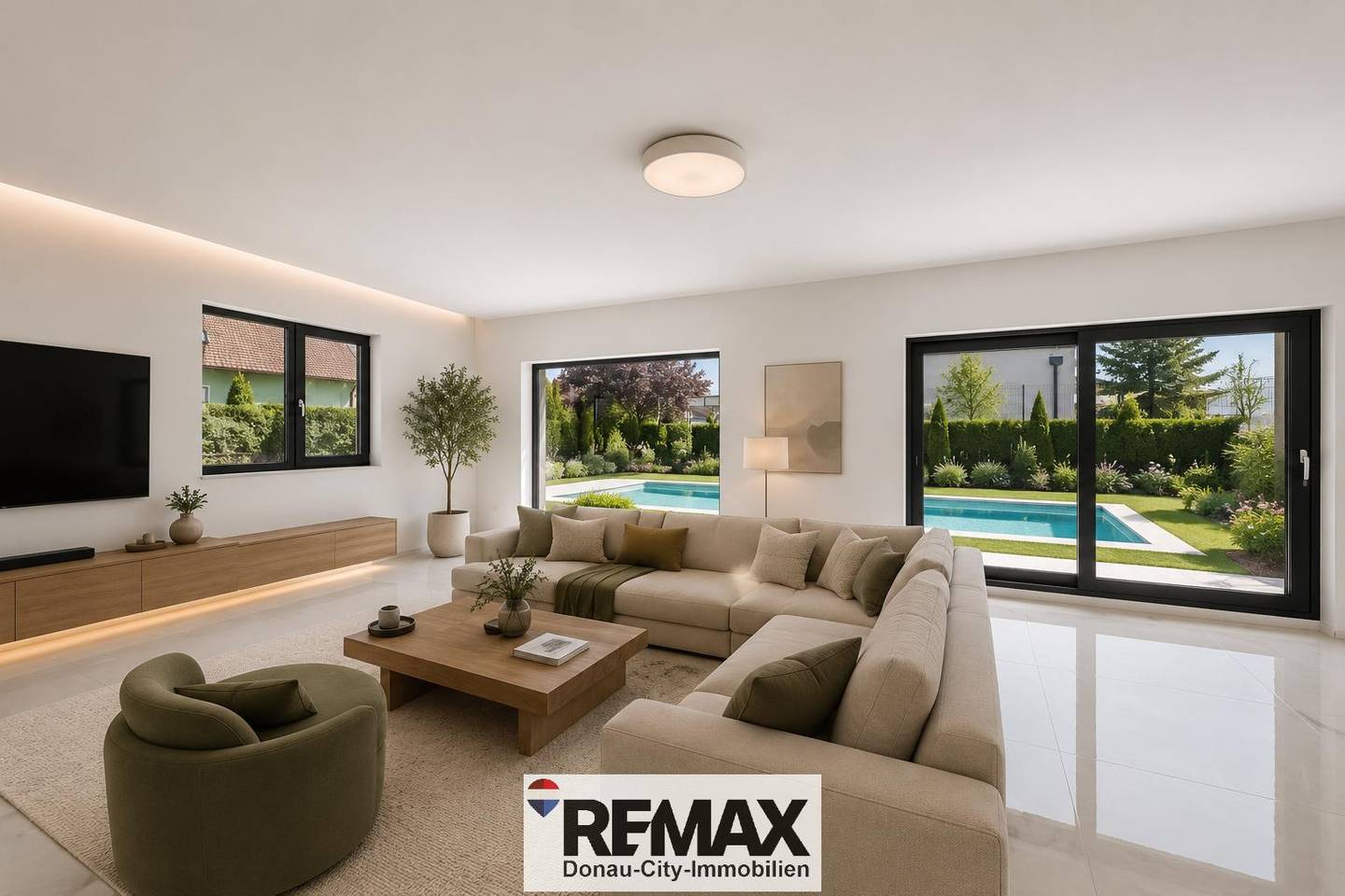 Familienwohnung mit privatem Pool und Garten