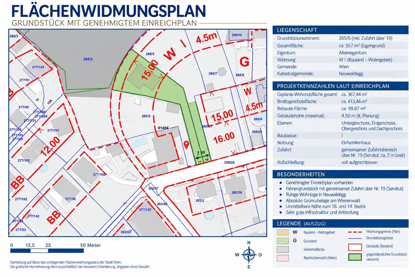 RARITÄT | Exklusives Baugrundstück in absoluter Ruhelage | Grenze zum 19. Bezirk | inkl. genehmigtem Einreichplan | ZELLMANN IMMOBILIEN