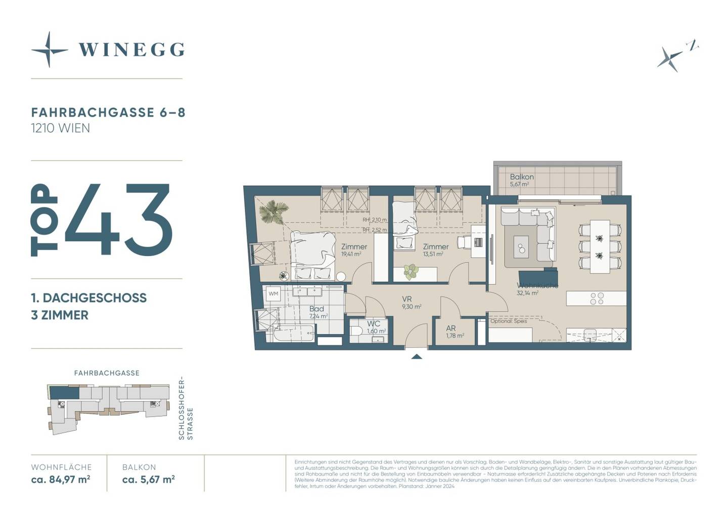 Corner apartment in the attic, new dream apartment of top class Alte Donau, Einbahnstraße
