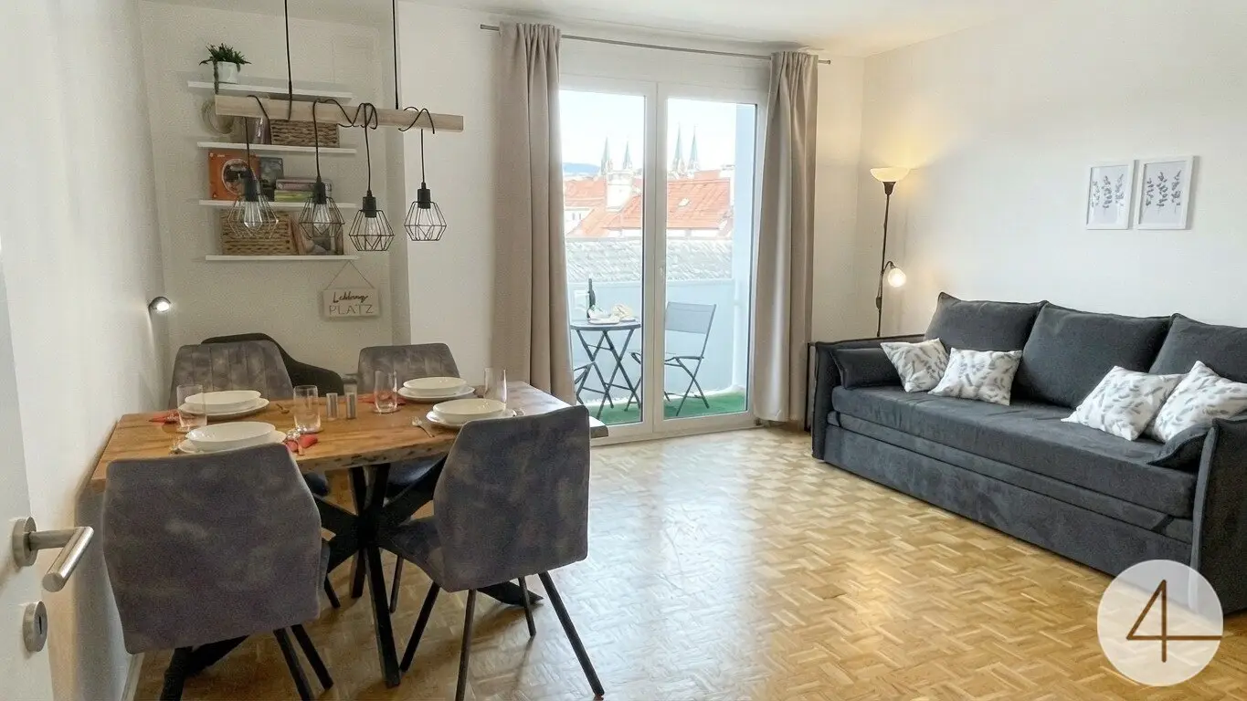 Furnished 2-room apartment with loggia in Krems rented until 31.01.2027