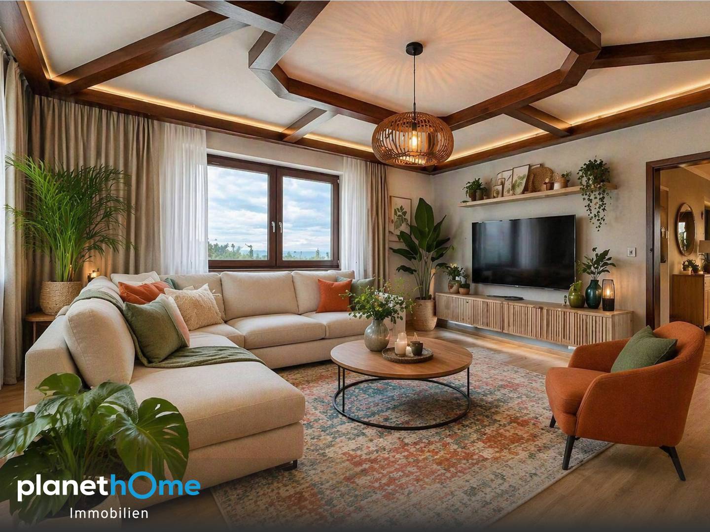 Bright ground floor apartment with garden and garage