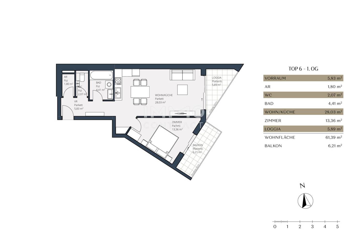 Urban living with comfort – 2 rooms, balcony and top fittings