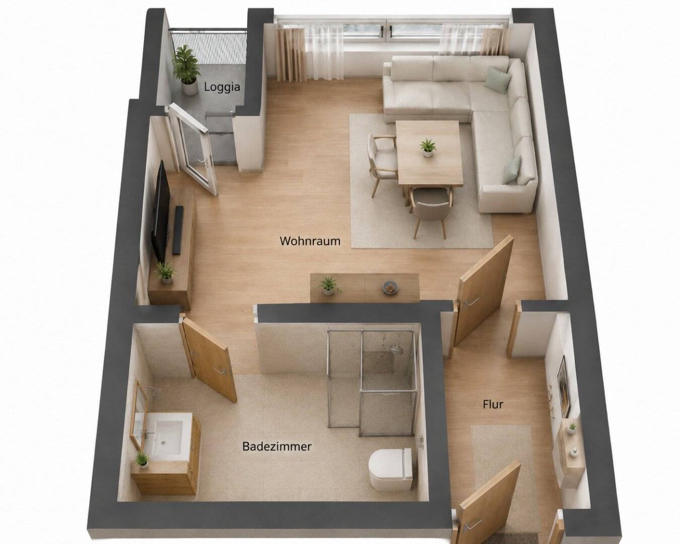 Compact condominium with loggia – ideal as investment, employee or second home