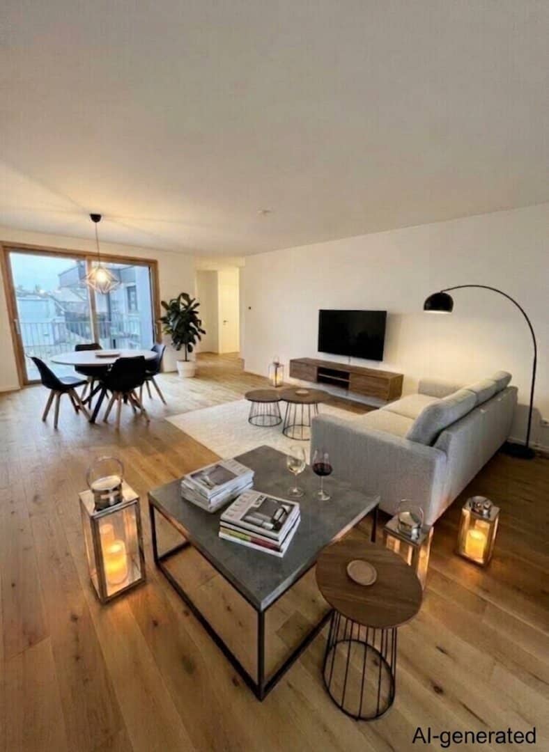 Exclusive rental apartment with ceiling cooling, 2 balconies and magnificent view of greenery - Plenty of space for the whole family