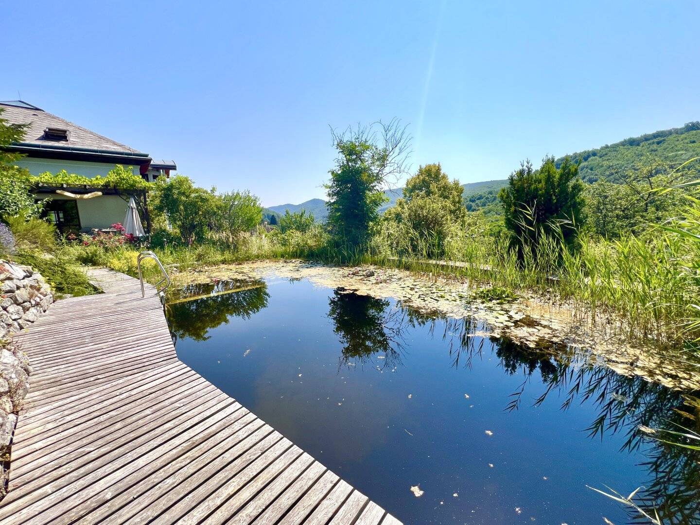 South-facing residential dream in the green with swimming pond and forest access