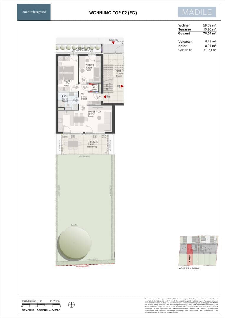 Am Kirchengrund - 3 Zimmer Gartenwohnung - ein Projekt von Madile