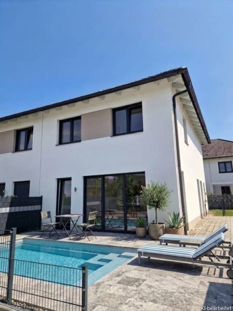 Modern semi detached house with garden, terrace and contemporary living comfort