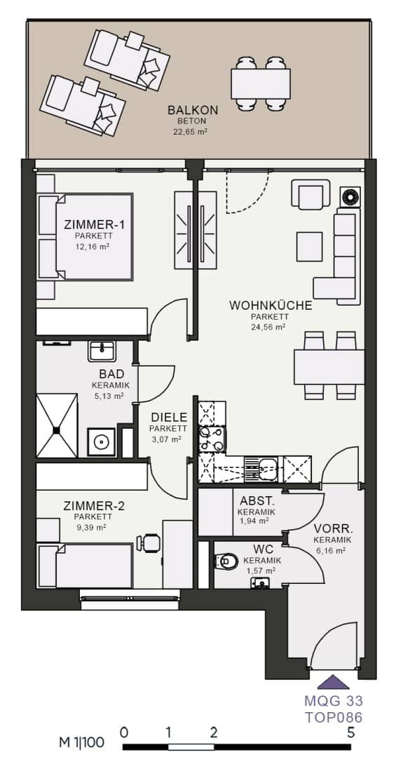 Modernes Wohnen im Neubau – Erstbezug im MQG