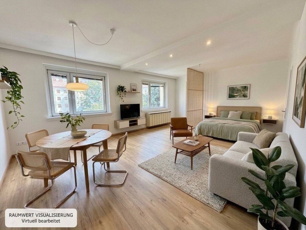 One Becomes Two | Simmering approx. 62 m² apartment with balcony | Kitchen | Cellar