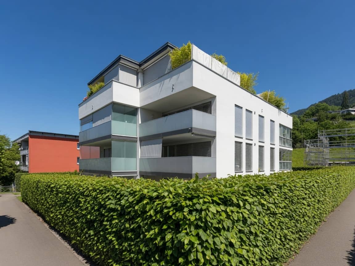 Moderne Wohnung mit großem überdachten Balkon und Lift
