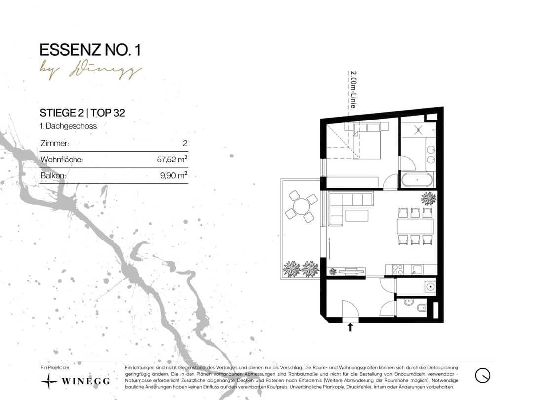Essenz No. 1 | 2-Room Attic Apartment with Balcony | Kettenbrückengasse, 1050 Vienna