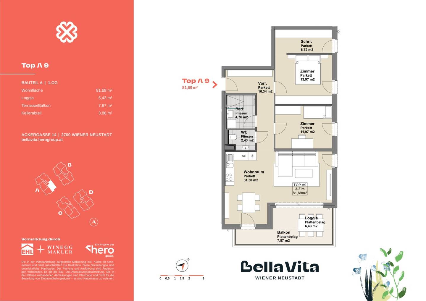 PROVISIONSFREI! Sofort vermietbare 3 Zimmer-Wohnung mit Sonnenbalkon und Schrankraum