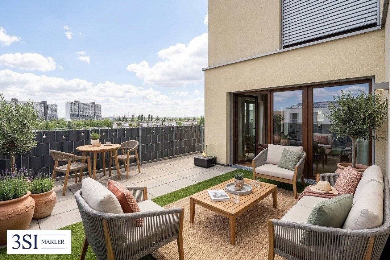 Dream home with spacious roof terrace – modern rental apartment above the roofs of Liesing