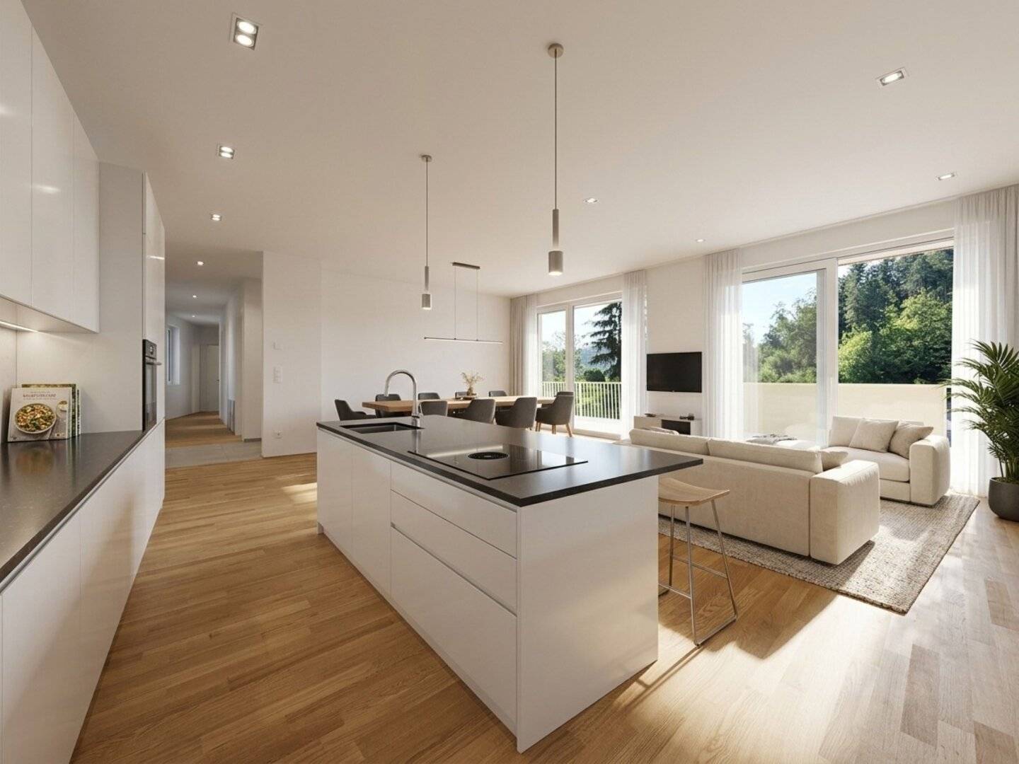 Move in instead of waiting: 4-room family apartment with 52 m² south-facing balcony overlooking greenery – Graz-Mariatrost