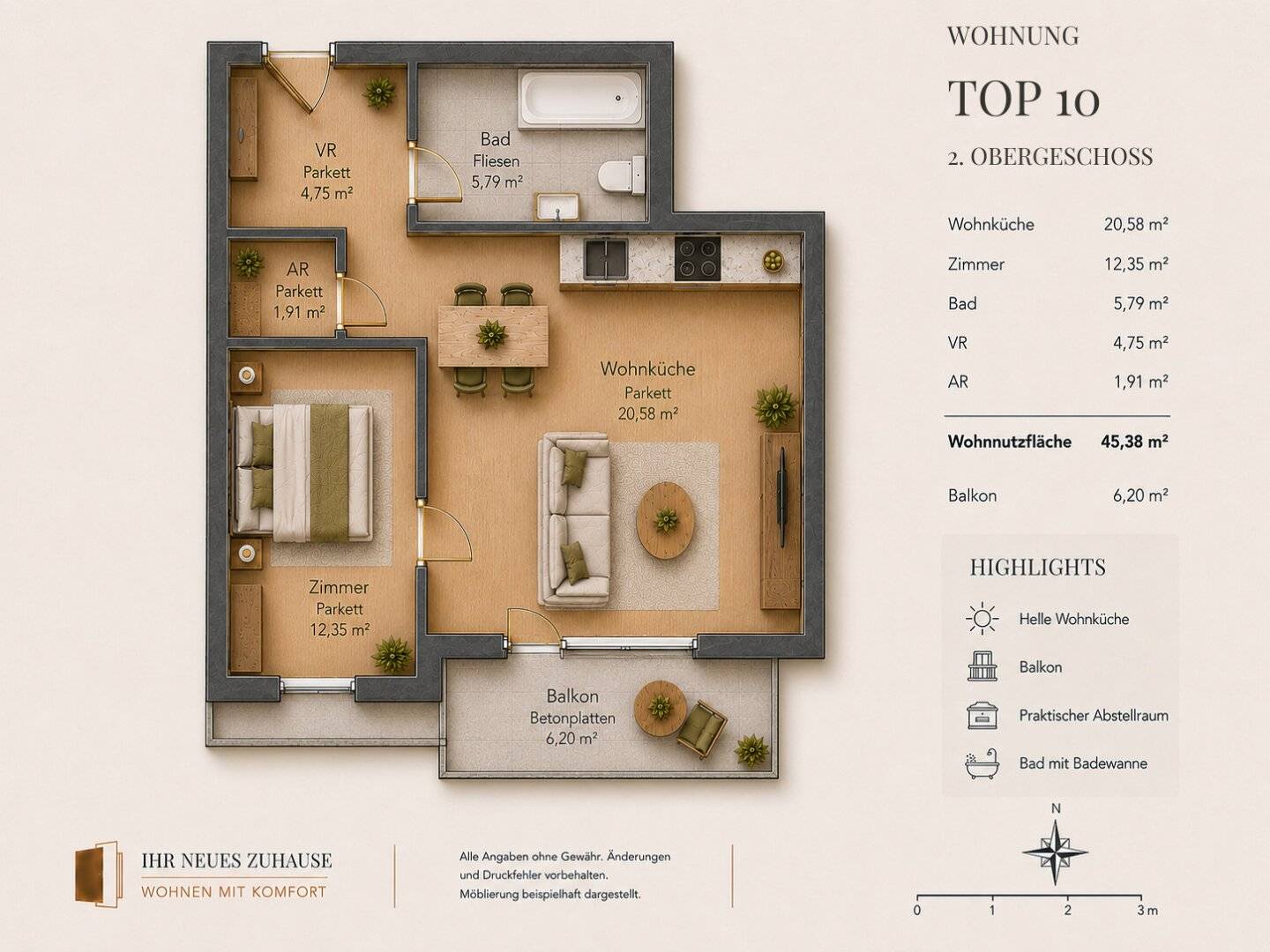 Well laid-out 2-room apartment in a quiet location