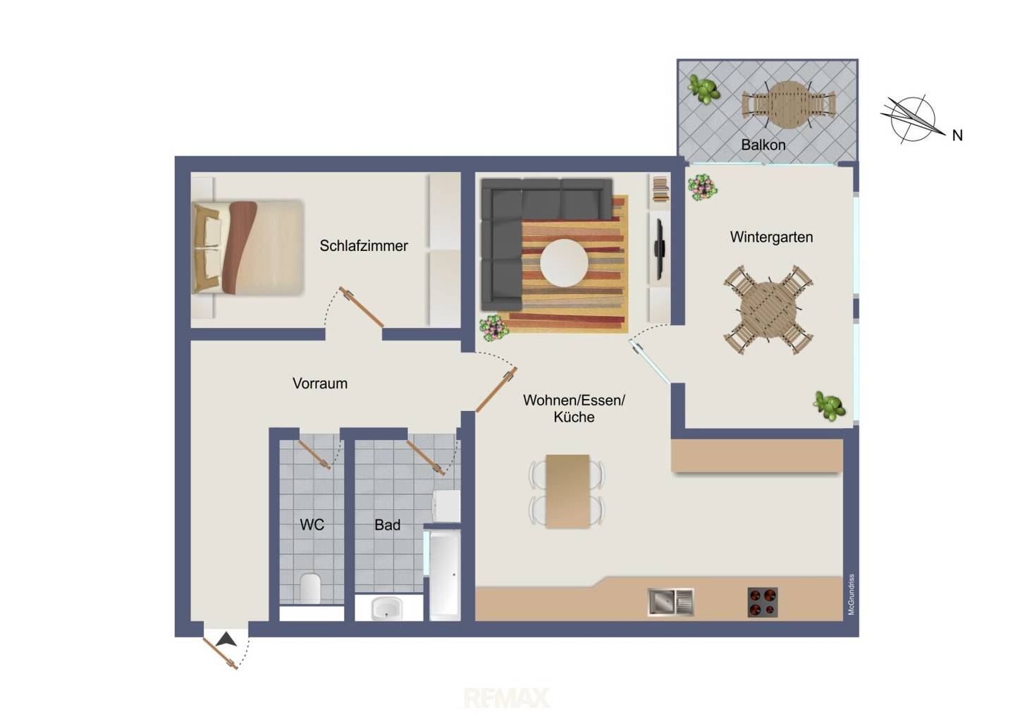 Grünblick inklusive: Vermietete 3-Zimmer-Wohnung - Wintergarten und Tiefgarage inklusive