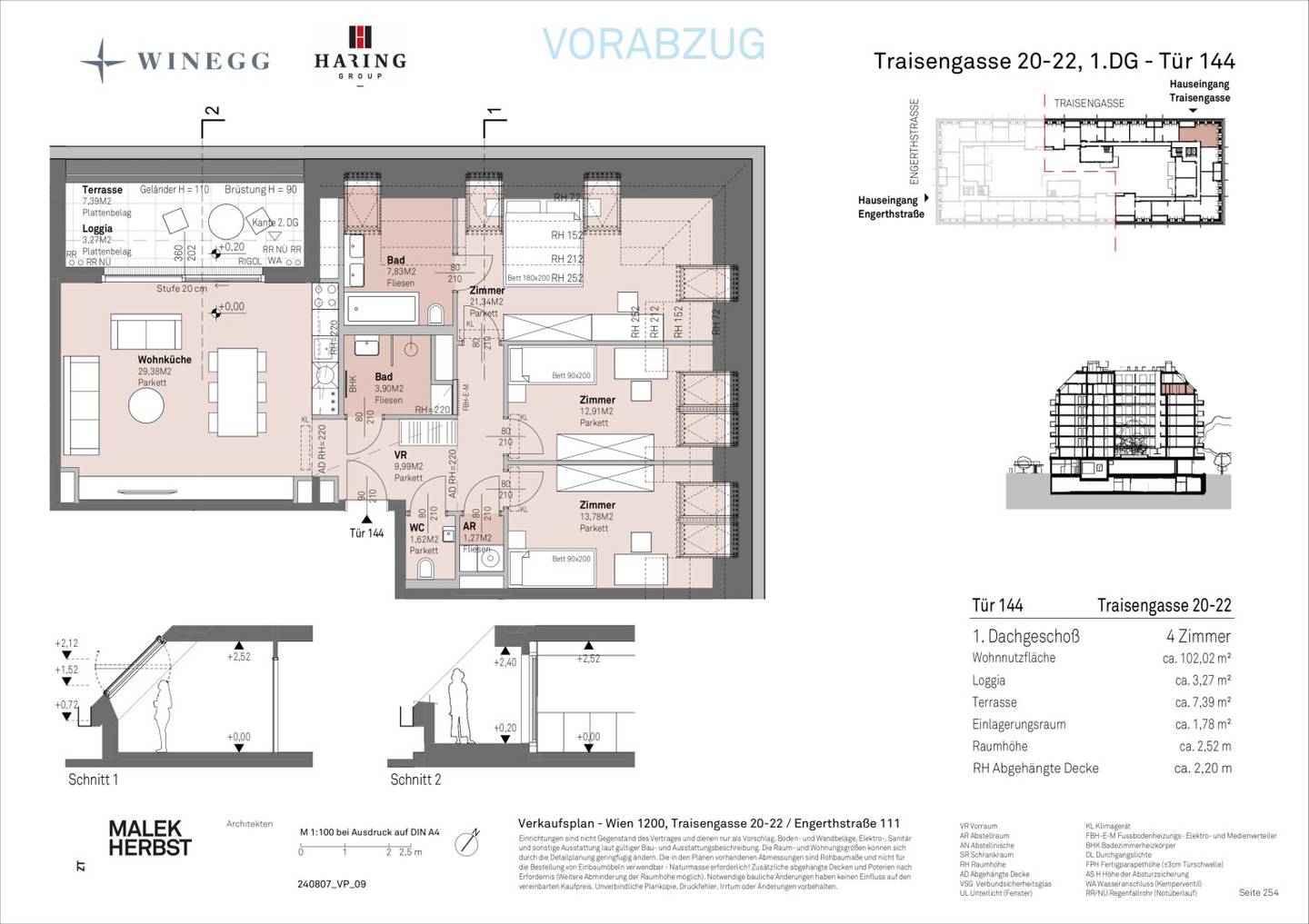 New build apartment on the Danube riverfront with terrace