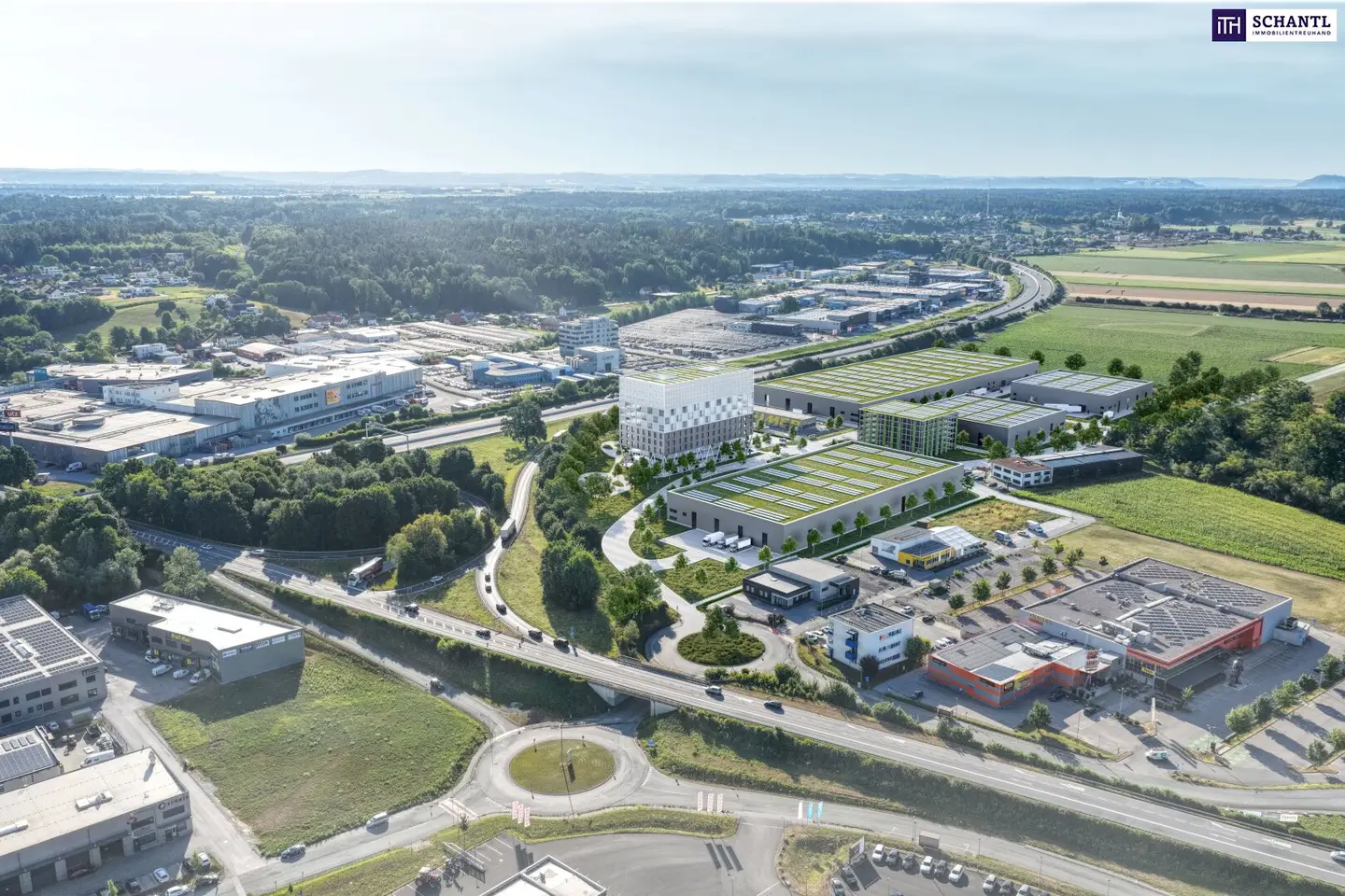 Your new location for commercial, storage and logistics near Graz BUSINESS VILLAGE STYRIA in LIEBOCH NOW BUY NEW BUILD COMMERCIAL SPACE
