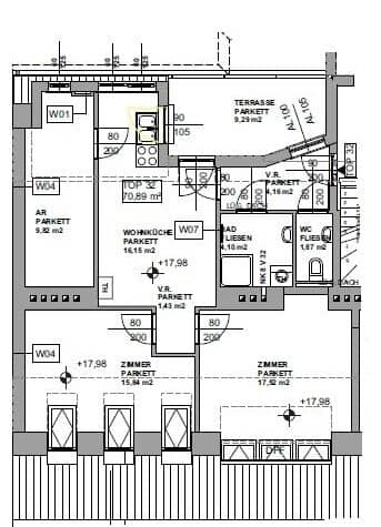 3-room top-floor apartment with terrace (with elevator)