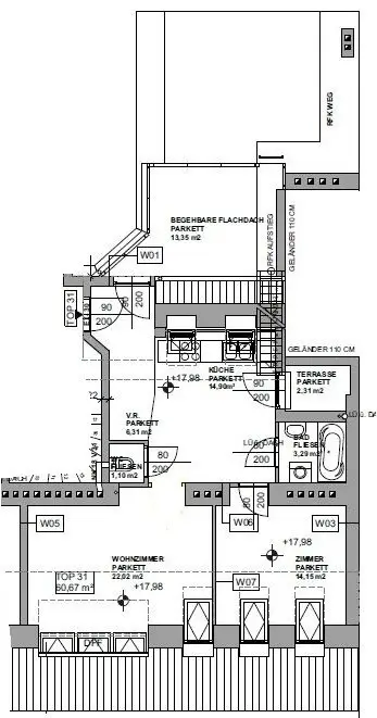 moderene DG-Wohnung mit uneinsichtiger Terrasse in ruhiger Lage!