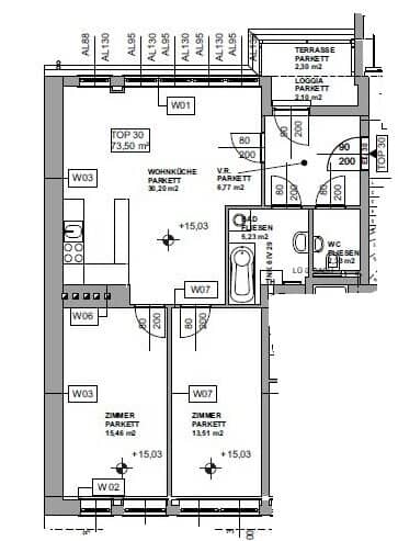 Sunny top-floor apartment with outdoor area in quiet location