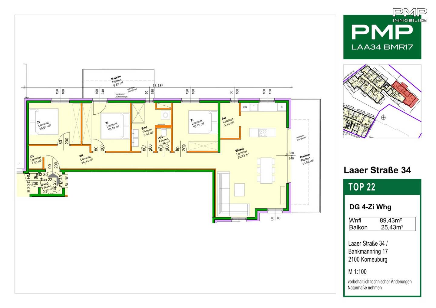Well thought-out 4-room top-floor apartment with two large balconies